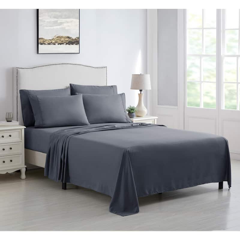 Kathy Ireland 6 Piece Brushed Microfiber Sheet Set - Twin - Dark Grey