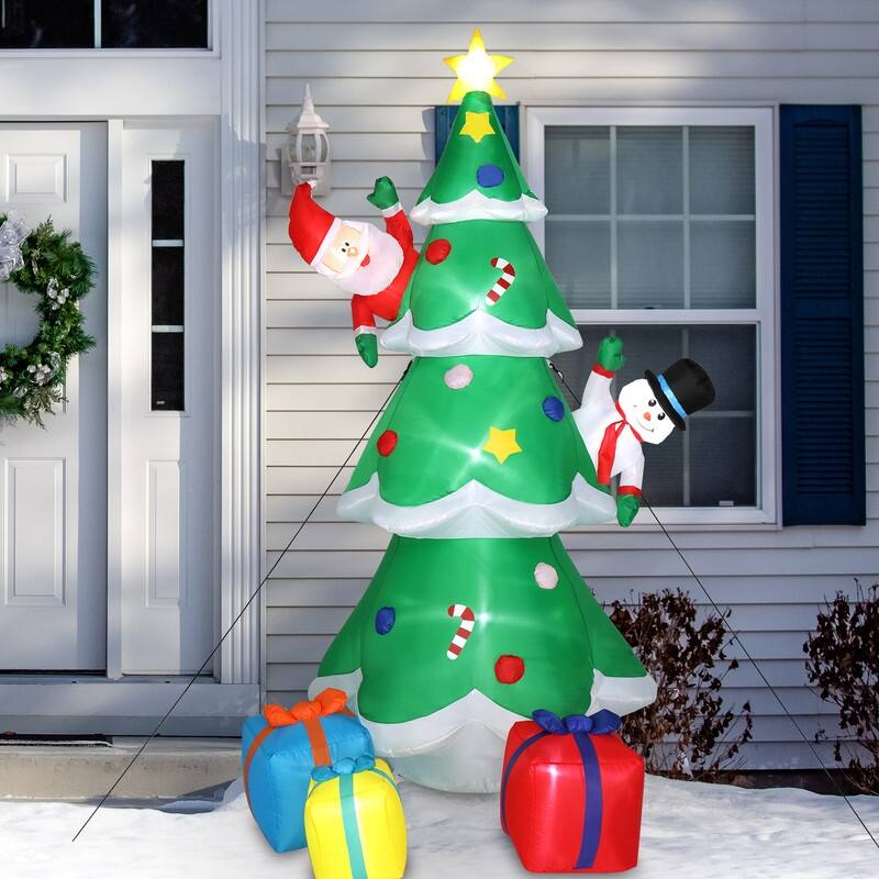 8 Ft. Christmas Tree Inflatables Outdoor Decoration with LED Lights - Green