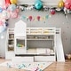 preview thumbnail 2 of 10, Twin-Over-Twin Castle Style Bunk Bed with 2 Drawers 3 Shelves and Slide