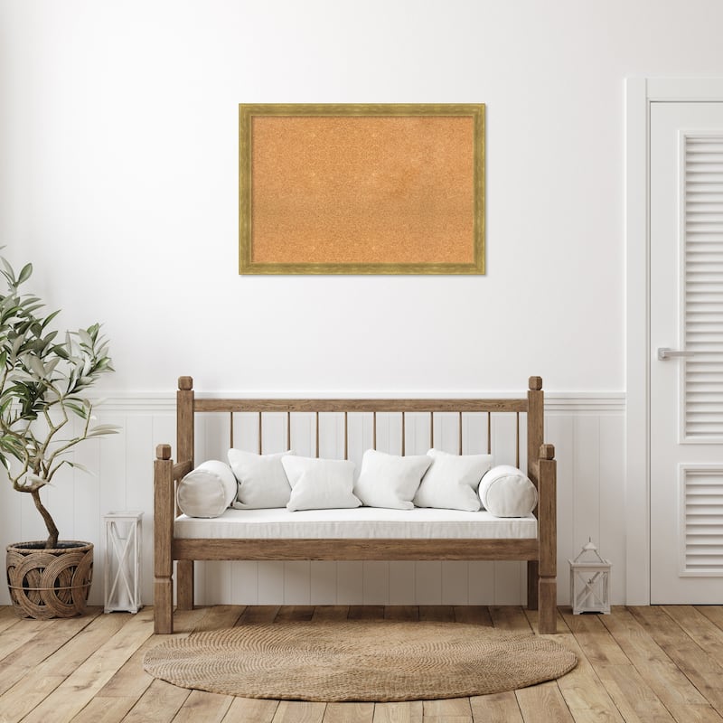 Angled Gold Wood Framed Natural Corkboard Bulletin Board, Organization Board, Pin Board