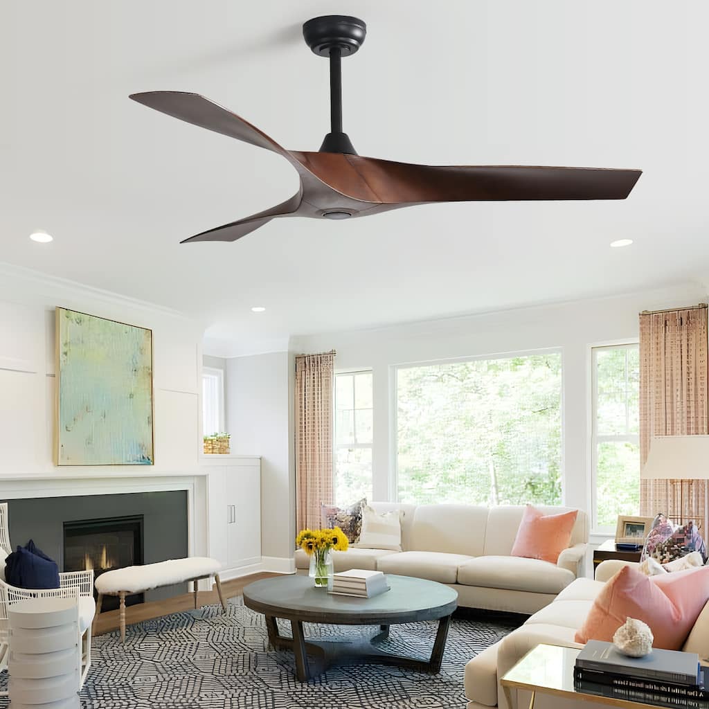 52Inch Ceiling Fan without Light, 6 Wind Speeds with Remote Control for Living Room and Patio