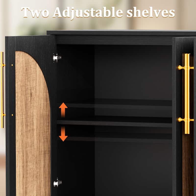 Double Layered 4 Door Cabinet Modern Arched Design Storage Cabinet