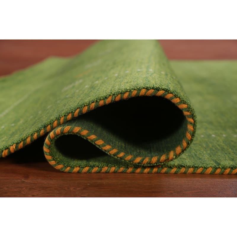 Hand Knotted Oriental 100% Wool Carpet Tribal Tribal Green Gabbeh Area Rug - 7' 9'' X 5' 8''