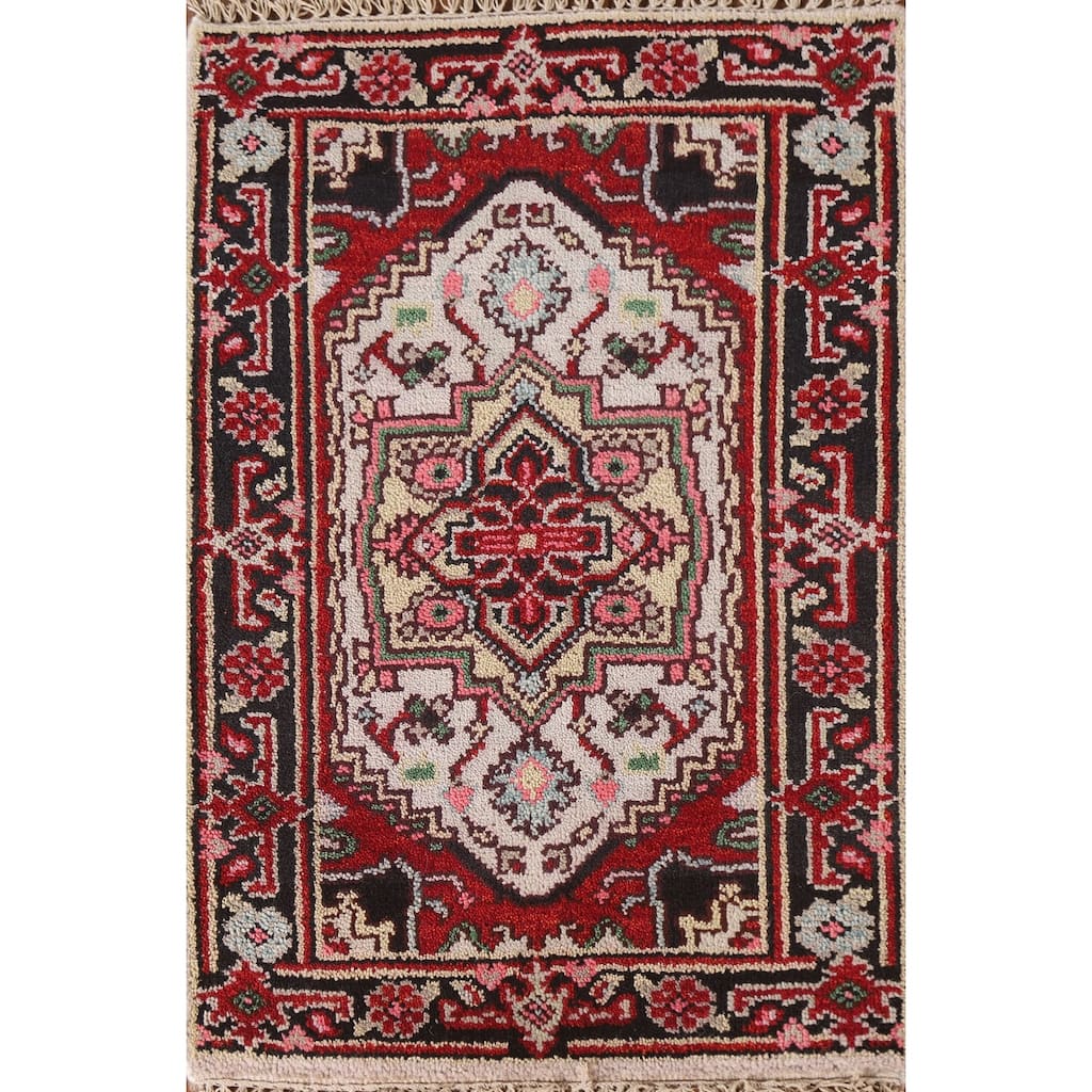 Heriz Serapi Oriental Rug Hand-Knotted Wool Carpet - 2'0"x 3'0"
