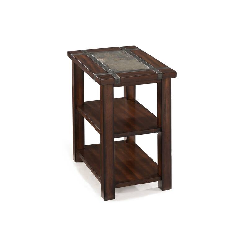 Magnussen Home Roanoke Cherry and Slate Rectangular Chairside End Table - 16''W x 24''D x 25''H - Cherry