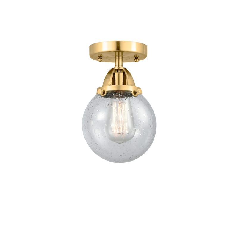 Innovations Lighting Nouveau 2 Beacon - 1 Light 6" Semi-Flush Mount - Satin Gold/Seedy