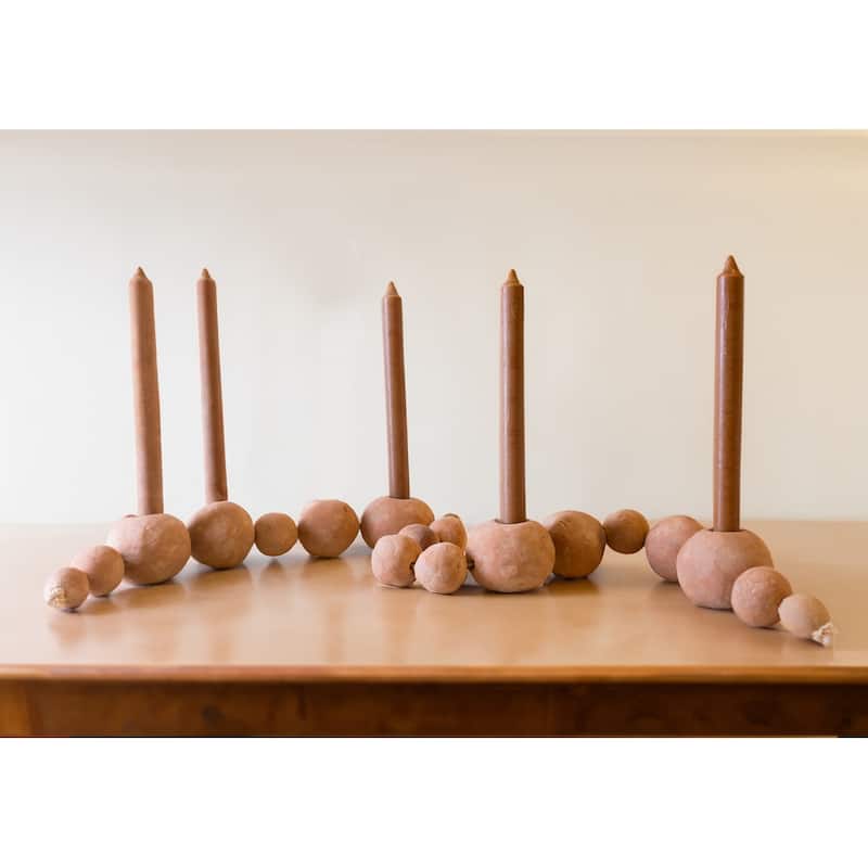 Beads Accent Taper Candle Holder - 20" - Beige
