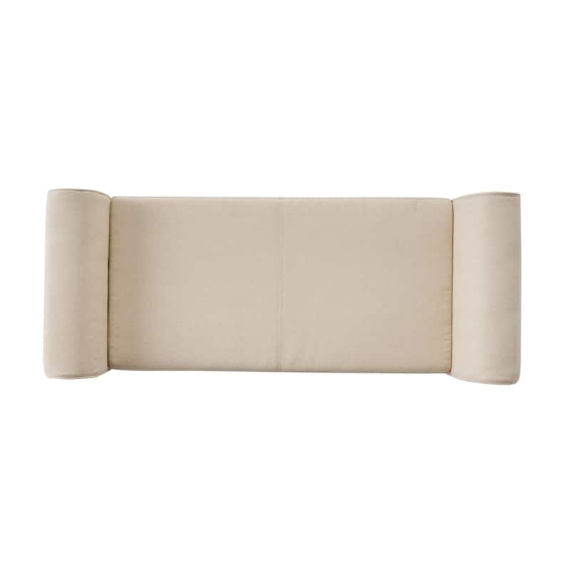 50" W Storage Bench, Fabric Upholstered End of Bed Bench, Storage Shoe Cabinet Bench with Rolled Arm, Modern Window Bench