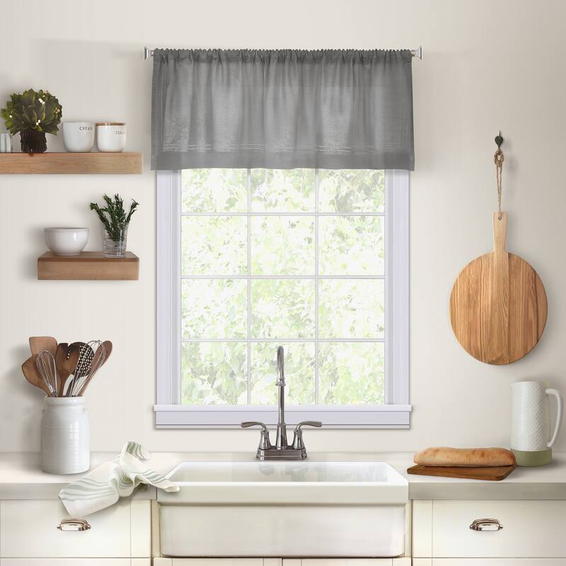 Elrene Cameron Linen Kitchen Curtain Window Valance - 60" w x 15" l - 60" w x 15" l