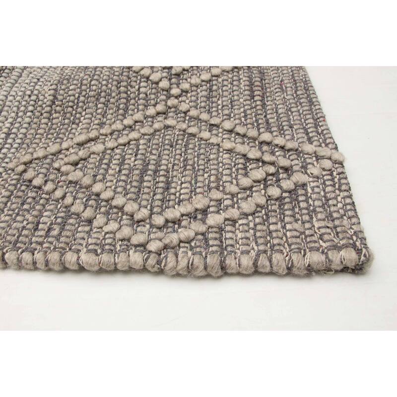 ECARPETGALLERY Braid weave Sienna Grey Wool Rug - 6'1 x 8'8