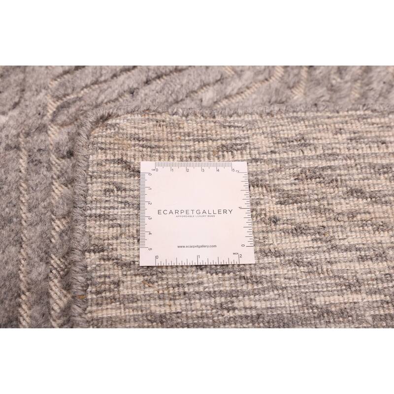 ECARPETGALLERY Hand Loomed Elysian Grey Wool Rug - 8'0 x 9'8