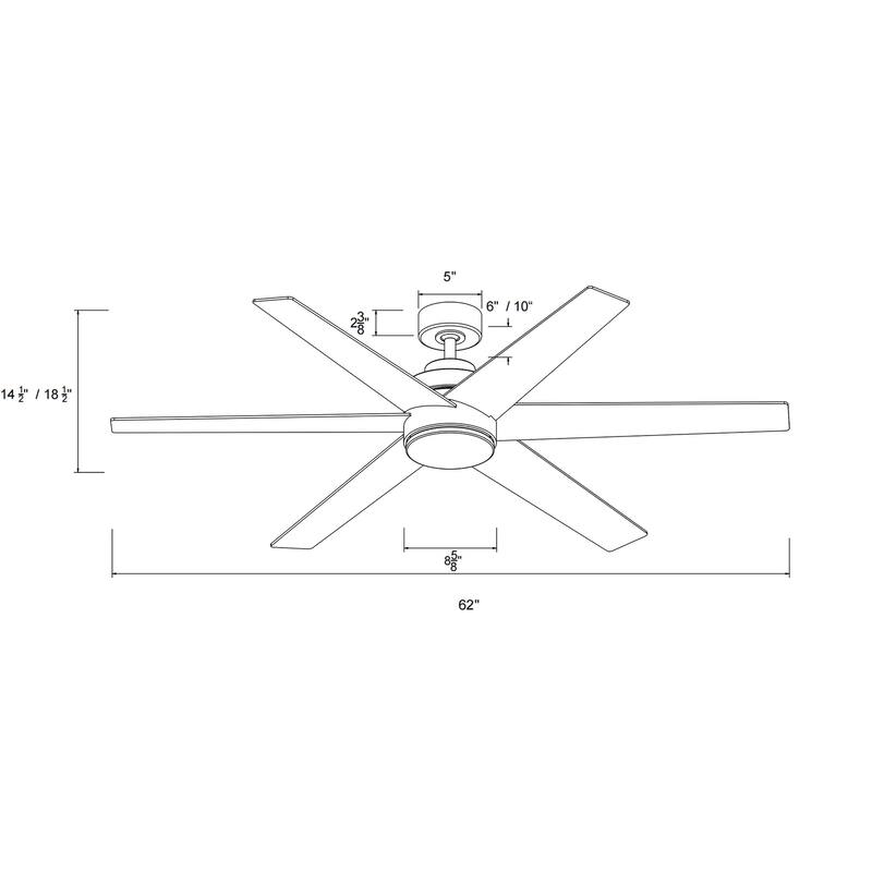 62-in Matte Black 6 Speed Ceiling Fan with LED Light and Remote Control