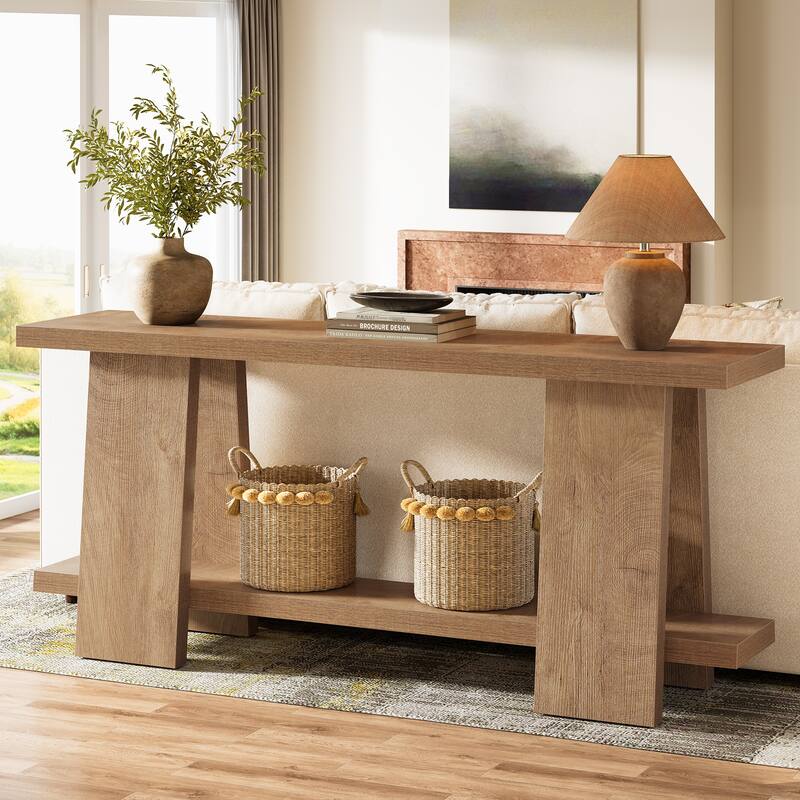 70.8 Inches Large Console Table with Storage Shelf for Entryway