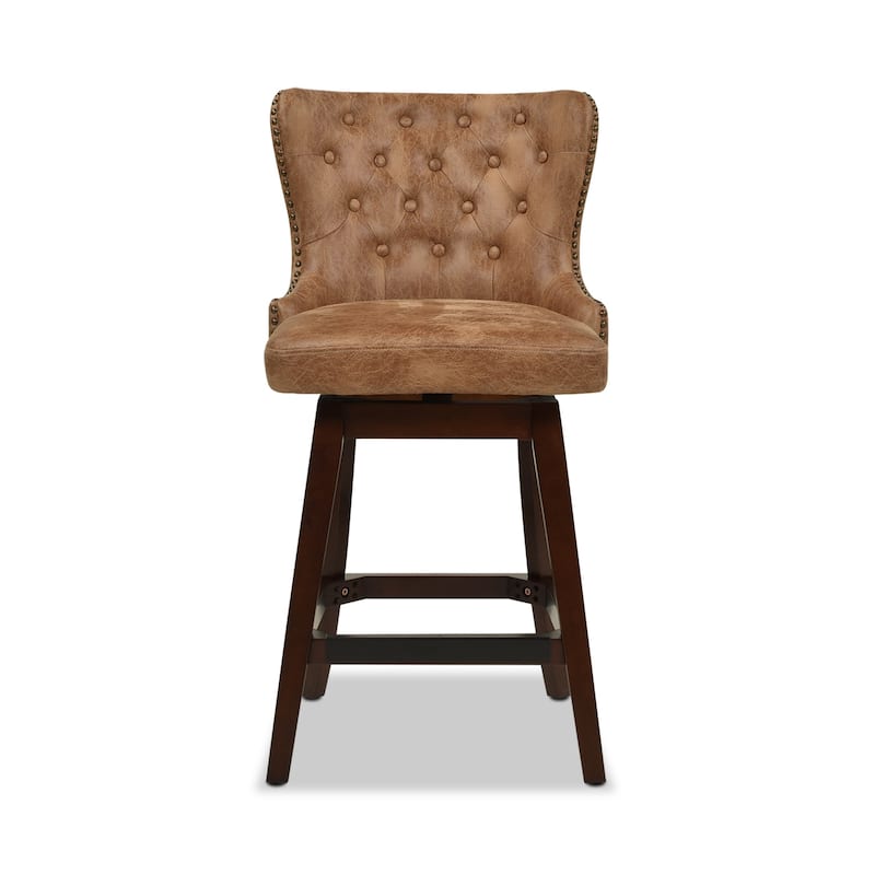 Holmes 27" Tufted Swivel Faux Leather Counter Stool