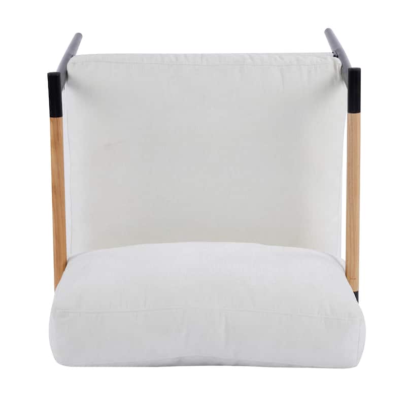 27.56" Modern Accent Chair with Plush Cushions,Minimalist Metal Frame, and Wooden Armrest Design-Perfect for Cozy Living Room