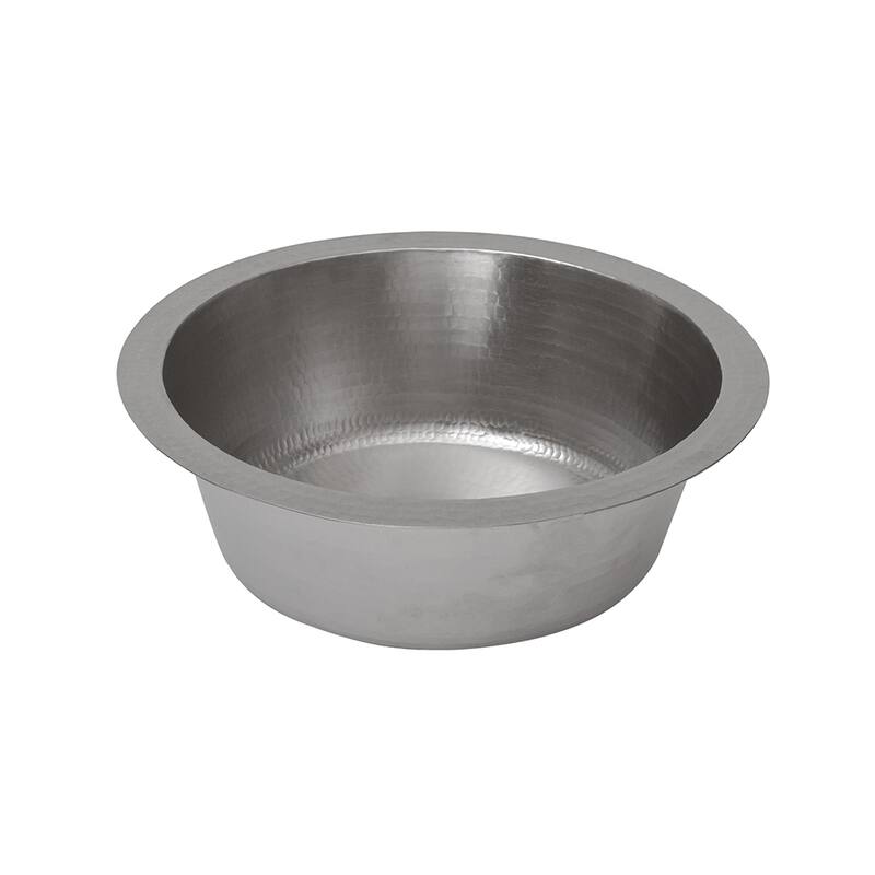 14-in Round Hammered Copper Bar Sink in Nickel w/ 2-in Drain Opening (BR14EN2)