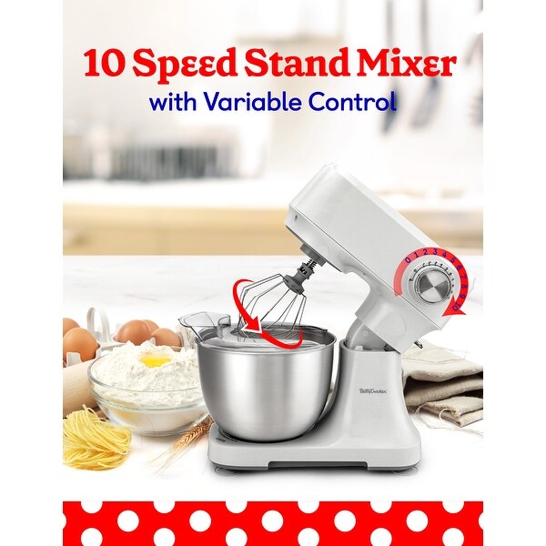 Betty Crocker Stand Mixer 3.7 Qt Electric Mixer with 10 Speeds 300 watts White On Sale Bed Bath Beyond 40953491