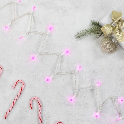 LED Mini Christmas Lights - Pink - 16.25' White Wire - 50ct