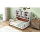 preview thumbnail 4 of 12, Twin Platform Bed with Storage Shelves, Cabinets, and Walnut Accents, White+Walnut