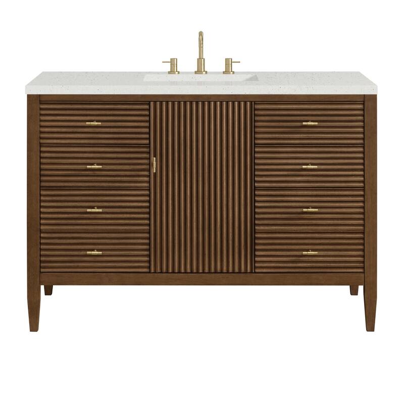 James Martin Vanities 485-V48-3LDL Myrrin 48" Single Basin Wood Vanity - Mid-Century Walnut - Walnut Finish