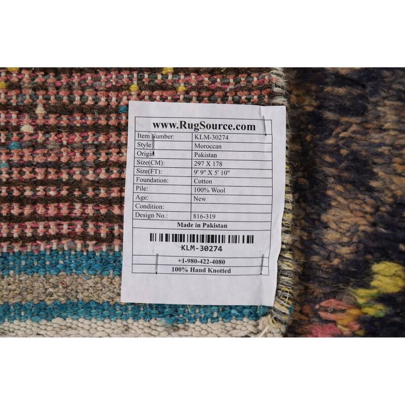 Plush Moroccan Oriental Area Rug Handmade Tribal Wool Carpet - 5'10" x 9'9"