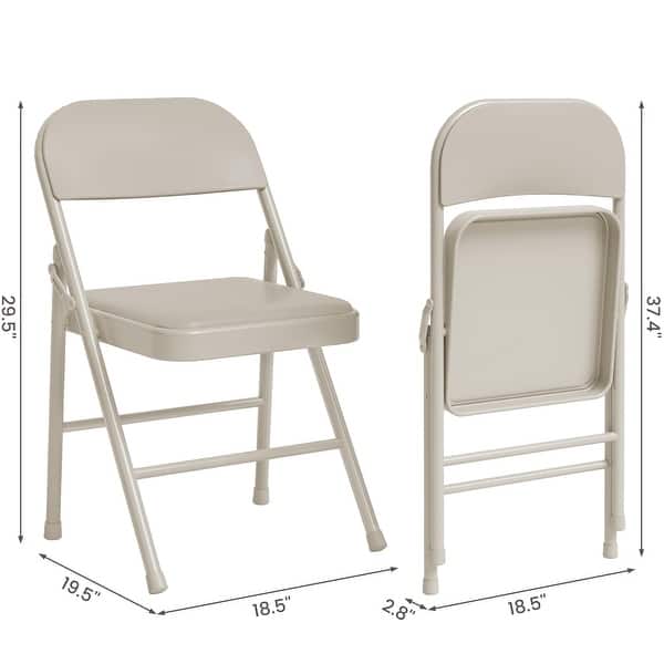 dimension image slide 0 of 3, 4 Pack Folding Chairs with Padded Cushions, Padded Foldable Chair Hold Up to 350 Pounds