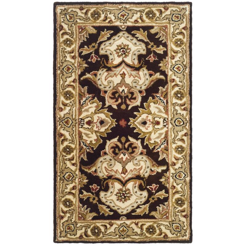 SAFAVIEH Handmade Heritage Ogee Dot Traditional Oriental Wool Rug - 2'3" x 4' - Espresso/Ivory