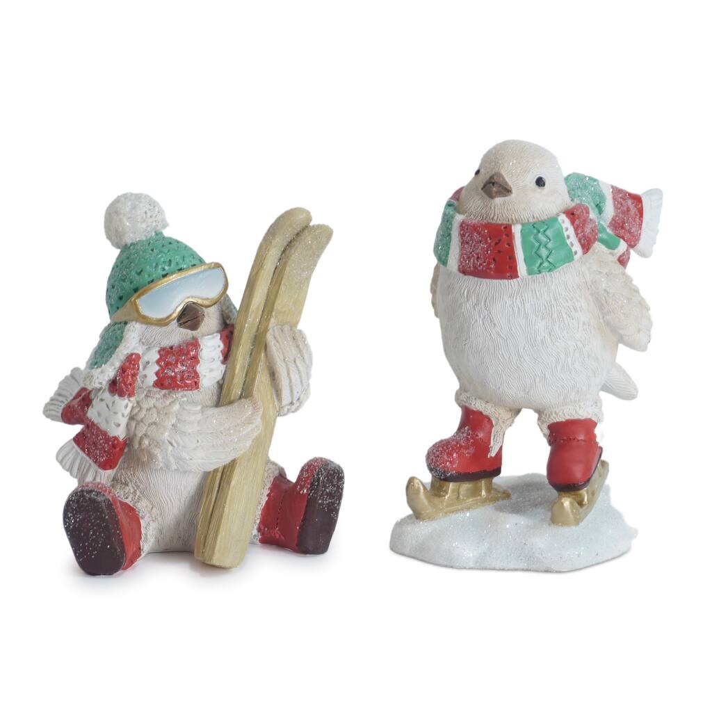 Sports Bird with Skis and Skate Christmas Figurines - 5.25" - Set of 6