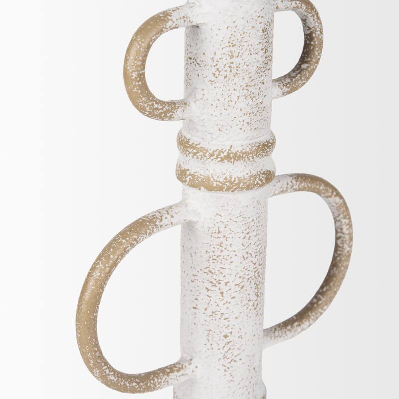 Ziva Small Distressed Wall White Metal Sculptural Object