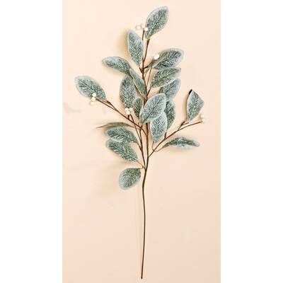 28" Magnolia Spray w/ Leaves & White Berries, Set of 3 - Green