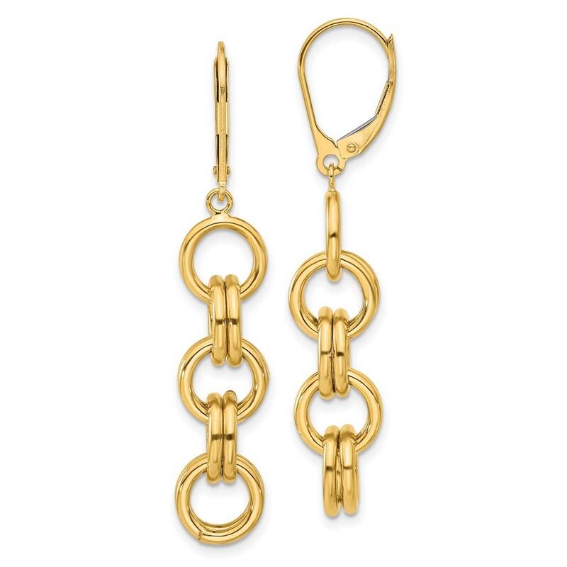 Curata 14k Yellow Gold Polished Circle Links Guardian Angel Earrings - 47.5x10.81mm