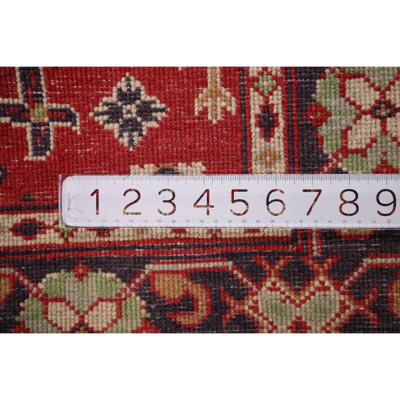 Geometric Red Kazak Oriental Foyer Rug Handmade Wool Carpet - 3'1" x 5'0"