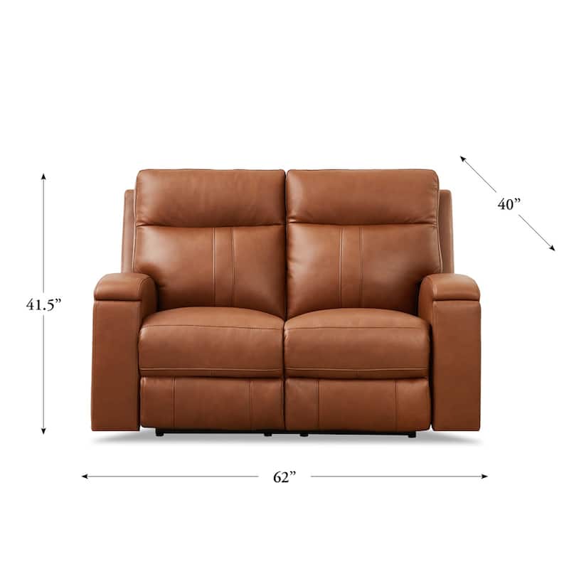 Hydeline Venice Zero Gravity Power Recline and Headrest Top Grain Leather Loveseat with Cup Holder