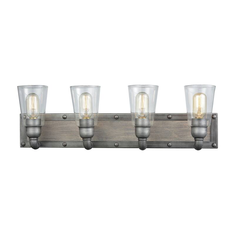 Elk Home Platform Weathered Zinc Glass Vanity Light