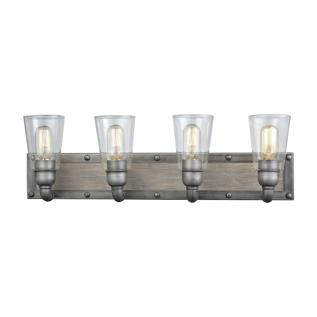 Elk Home Platform Weathered Zinc Glass Vanity Light