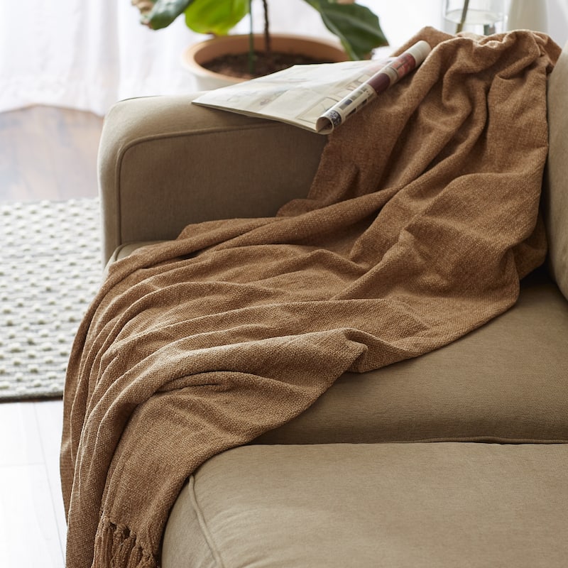 DII Soft Denim Blue Chenille Throw