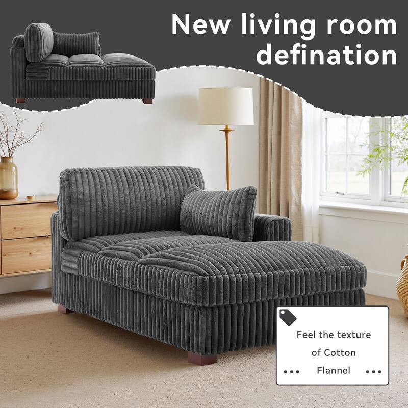 UIXE Upholstered Plush Chaise Lounge Chair For Interior