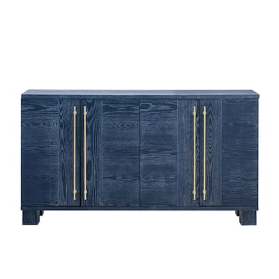 Buffet Sideboard with Adjustable Shelves and Gold Handles, Navy