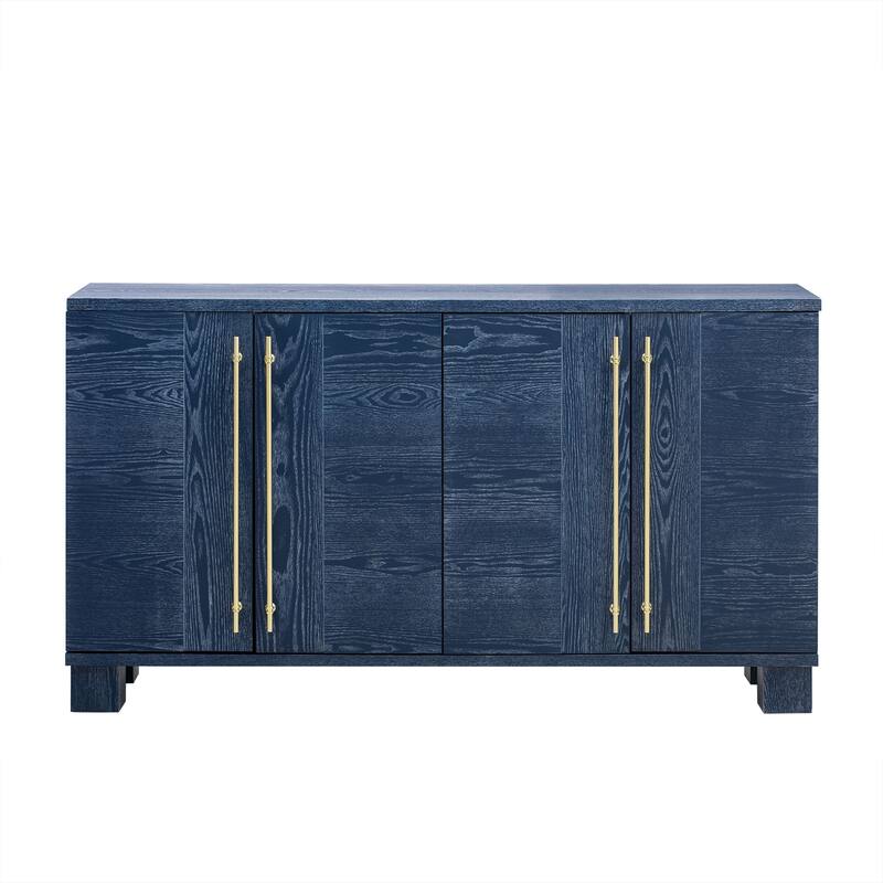 Wood Sideboard with Adjustable Shelves and Gold Handles