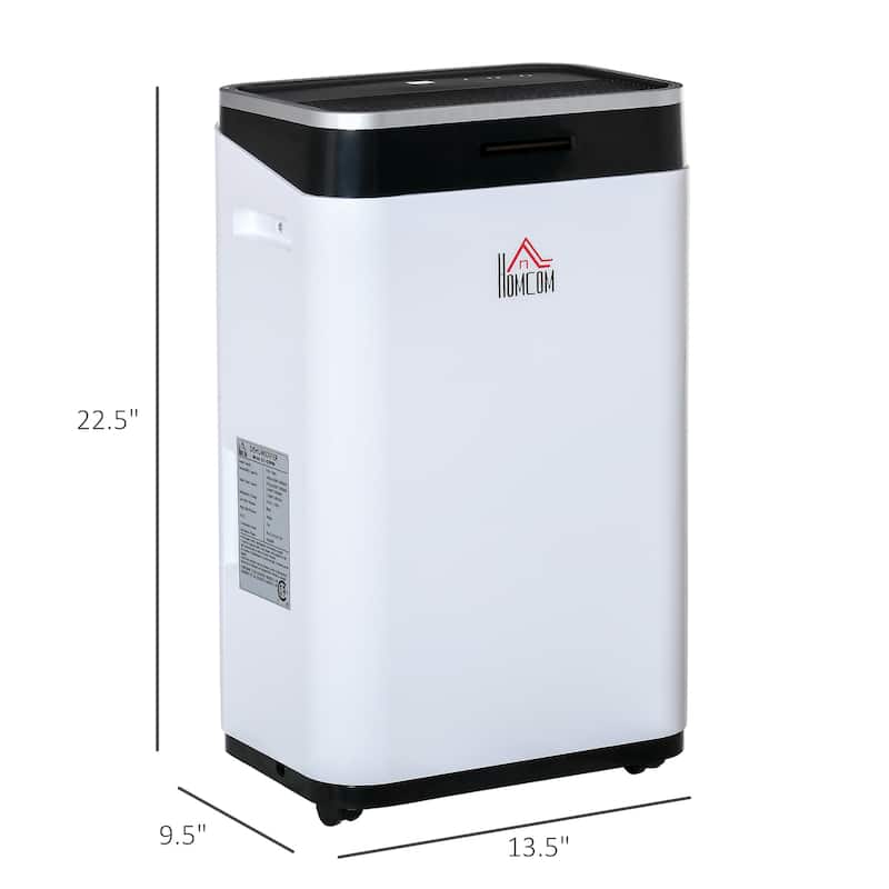 HOMCOM 215 sq.Ft Portable Quiet Dehumidifier for Home Laundry Room Bedroom Basement, 42pt Electric Moisture Air De-Humidifier