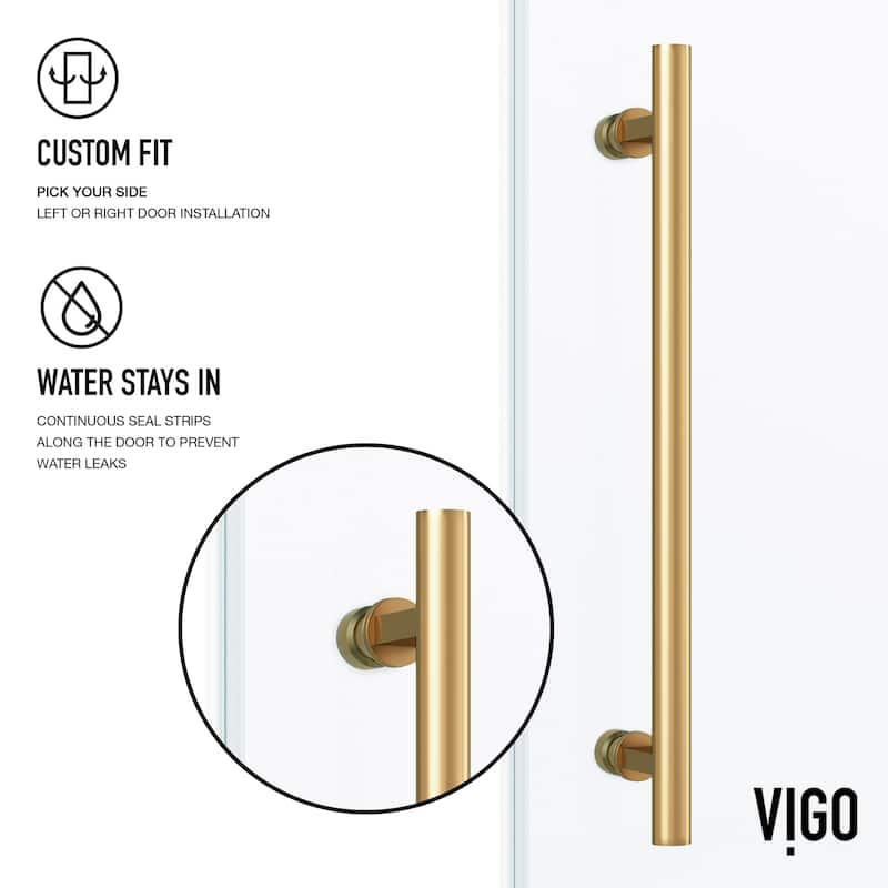 VIGO Elan 56" to 60" W x 66" H Frameless Sliding Tub Door