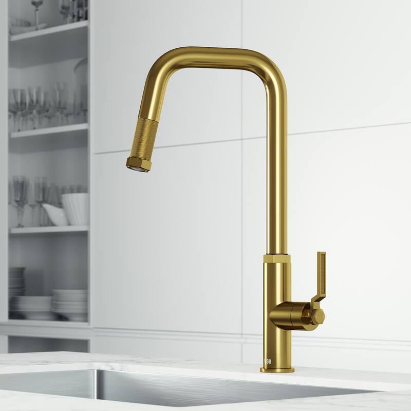 VIGO Hart Angular 18" H Single Handle Pull-Down Kitchen Faucet