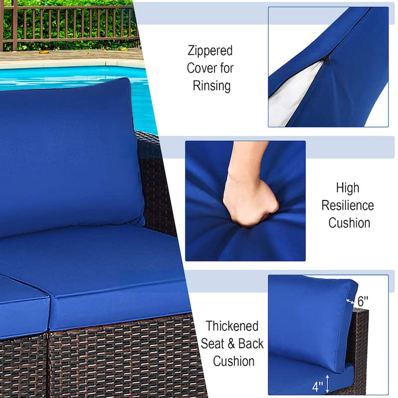 Costway 4PCS Patio Rattan Corner Sofa Sectional Furniture Set - See Details