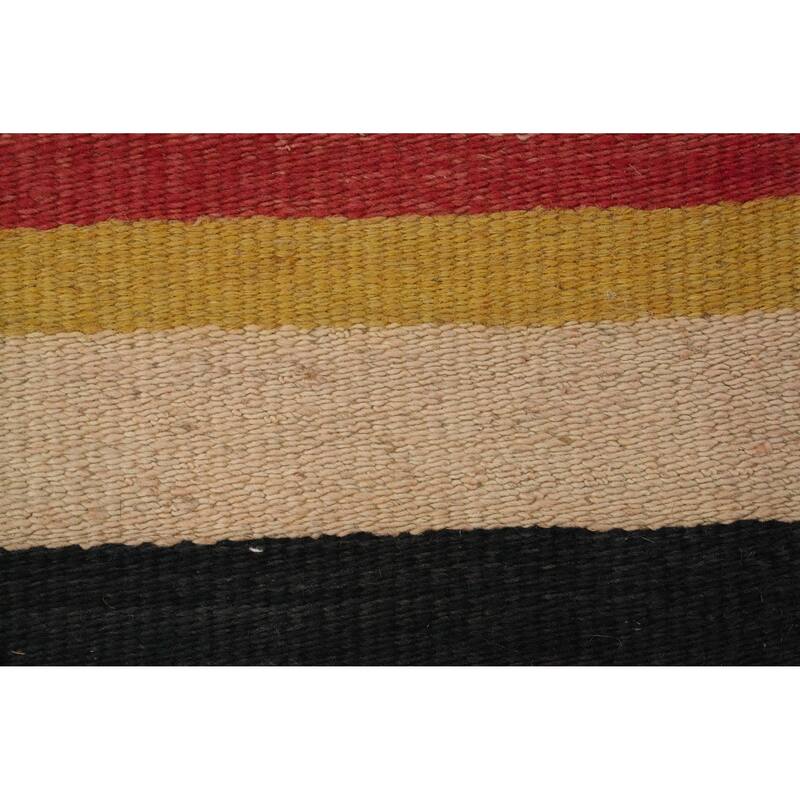 Hand Woven Oriental 100% Wool Carpet Southwestern Geometric Multi-Colored Kilim Area Rug - 10' 10'' X 4' 8''