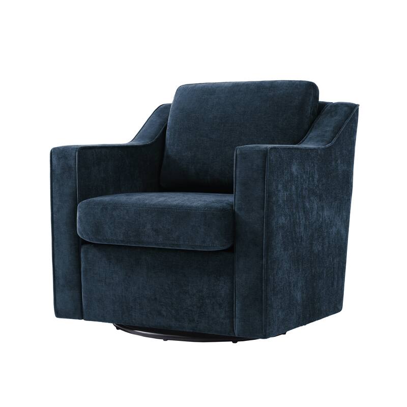 UIXE Chenille/Leather Swivel Barrel Chair Accent Chairs For Living Room