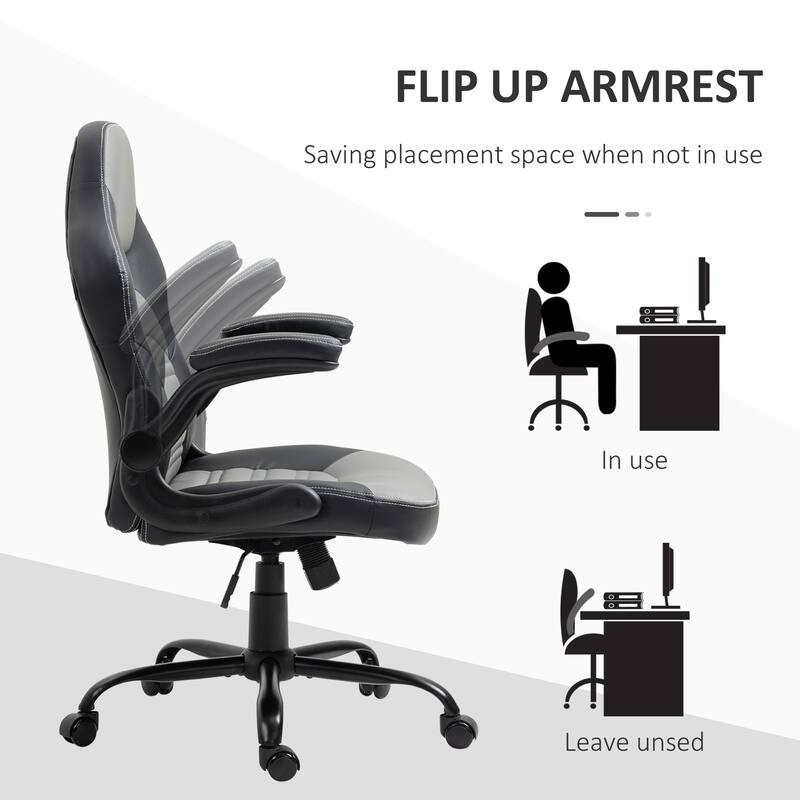 Black Adjustable Height Office Chair with Faux Leather Seat and Swivel Base Rocking Motion