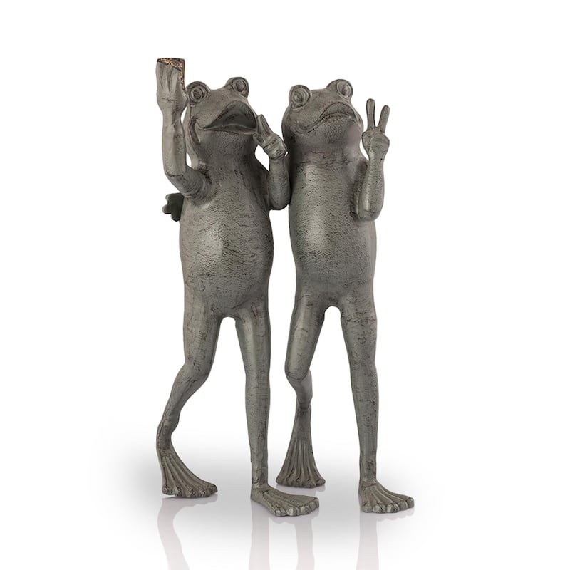 Spi Home Selfie Frog Friends Cast Aluminum Garden Sculpture 21.5 - 21.5 X 13 X 11 inches