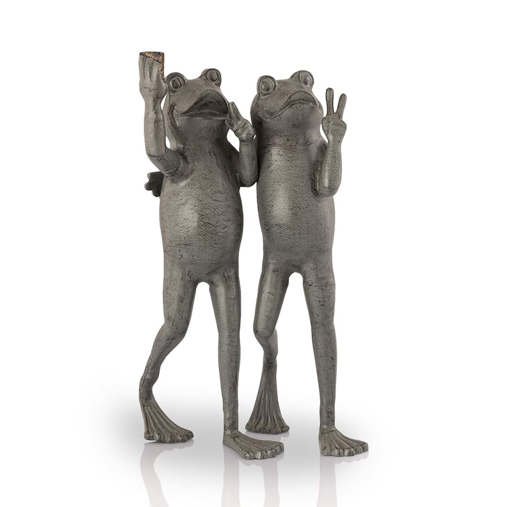 Spi Home Selfie Frog Friends Cast Aluminum Garden Sculpture 21.5 - 21.5 X 13 X 11 inches