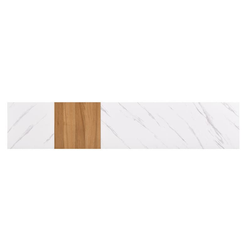 White 78.7" TV Stand with 4 Storage, Faux Marble and Walnut Wood Grain Finish for TVs Up to 88"