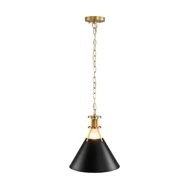 1-Light Modern Industrial Brushed Gold Cone Adjustable Pendant Light for Kitchen Island